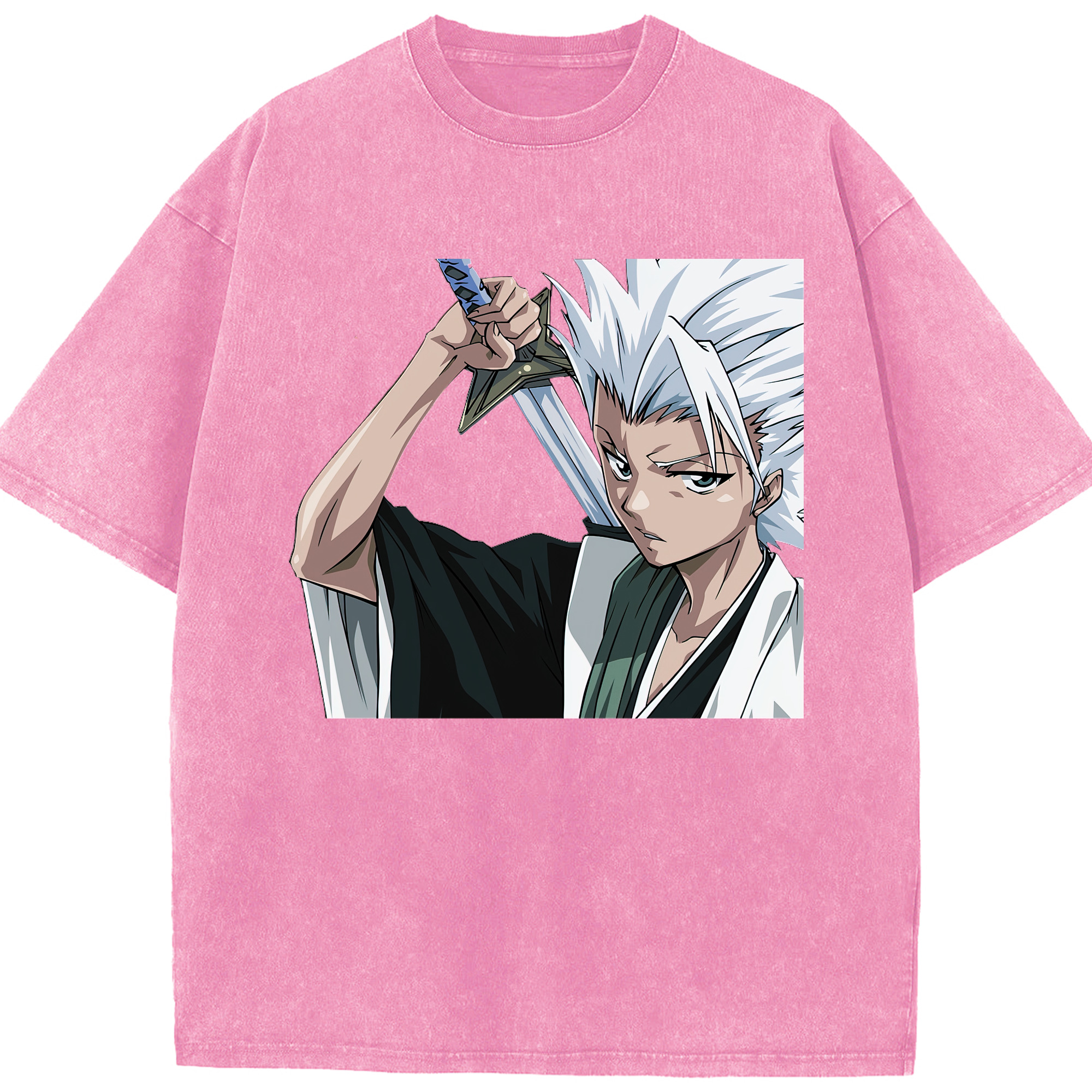 （画像用） ブリーチ 日番谷冬獅郎（ひつがや とうしろう） BLEACH Hitsugaya Toushirou 綿100% ヴィンテージ風 半袖Tシャツ（フロントプリント）